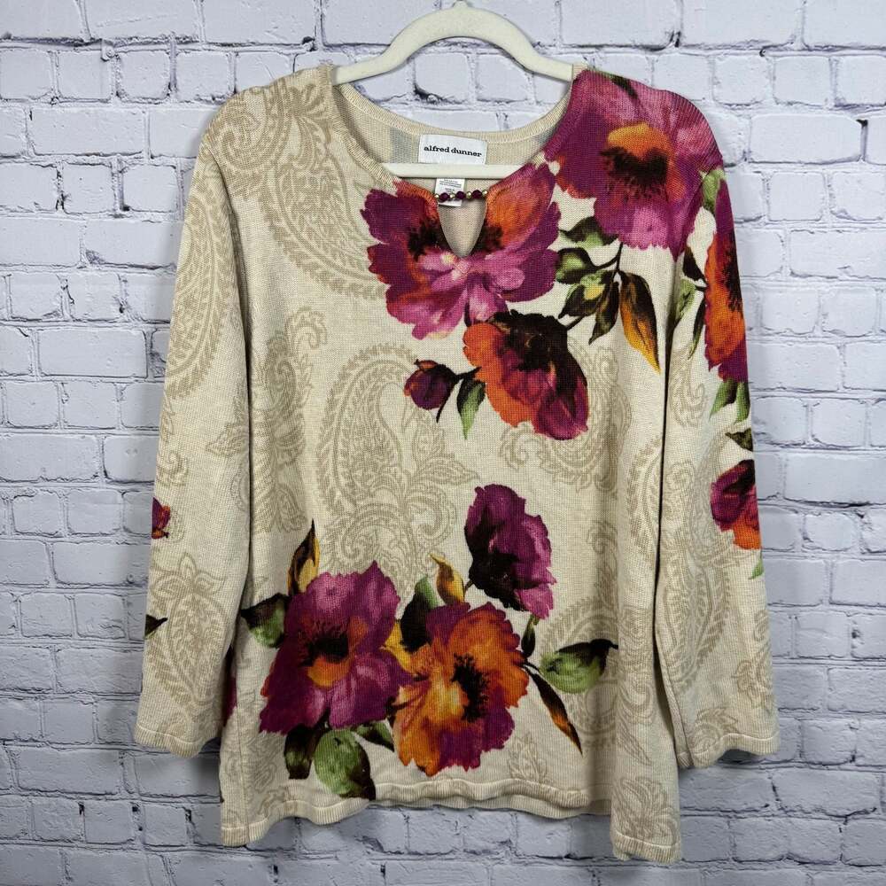 Alfred Dunner Size L Wine Country Watercolor Floral Top - Picture 2 of 7